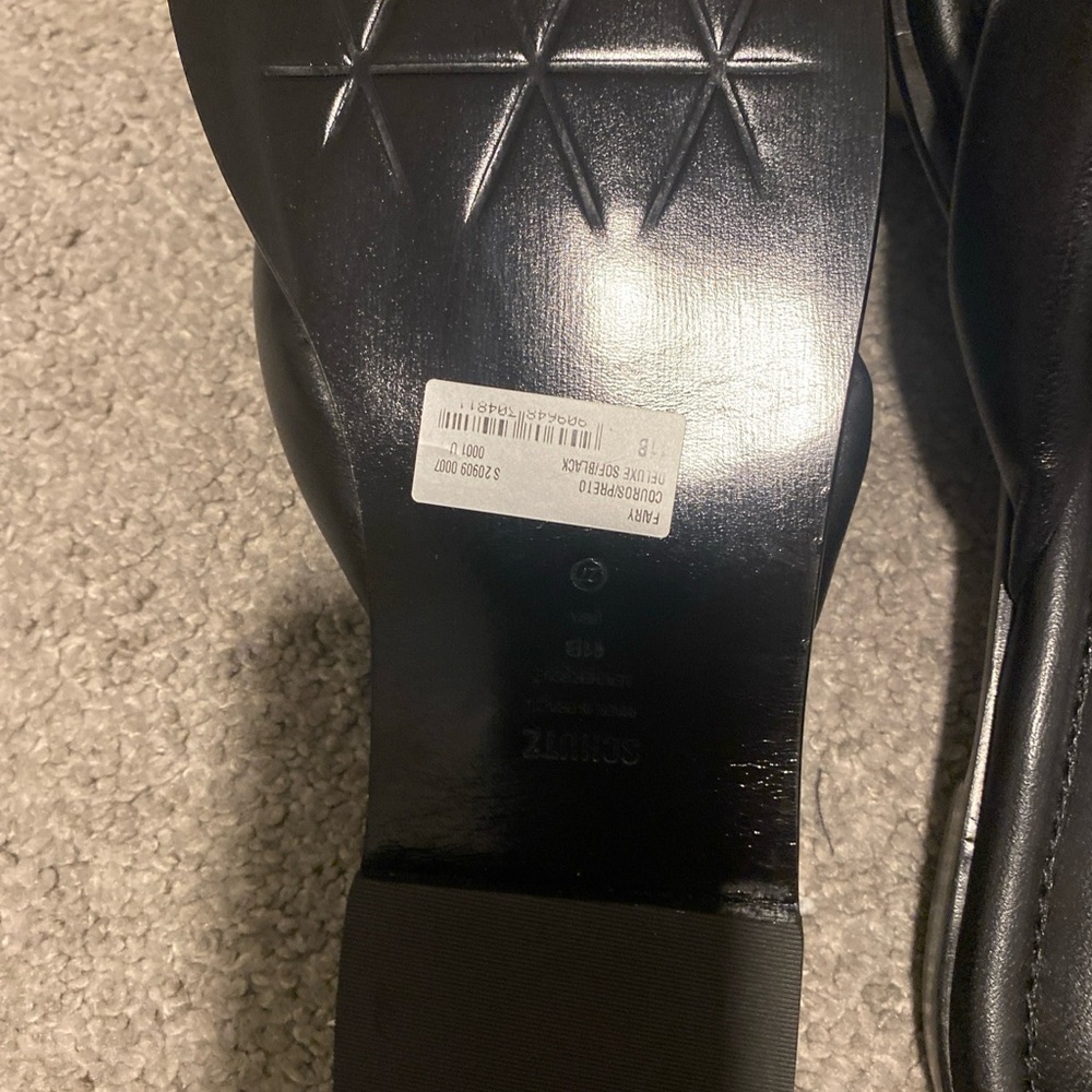 Schutz Black Sandals Fairy Leather Flats - Picture 5 of 5